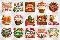 Merry Christmas clipart printable sublimation bundle png Product Image 2