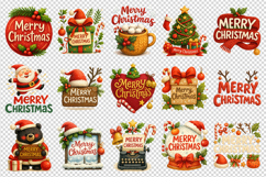 Merry Christmas clipart printable sublimation bundle png Product Image 3
