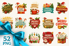 Merry Christmas clipart printable sublimation bundle png Product Image 1