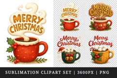 Merry Christmas clipart printable sublimation design png Product Image 1