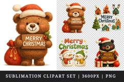 Merry Christmas clipart printable sublimation design png Product Image 1
