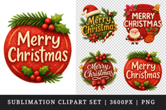Merry Christmas clipart printable sublimation design png Product Image 1