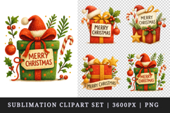 Merry Christmas clipart printable sublimation design png Product Image 1