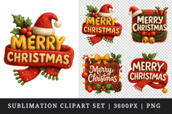 Merry Christmas clipart printable sublimation design png Product Image 1