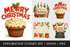 Merry Christmas clipart printable sublimation design png Product Image 1