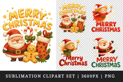 Merry Christmas clipart printable sublimation design png Product Image 1