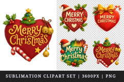 Merry Christmas clipart printable sublimation design png Product Image 1
