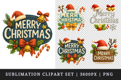 Merry Christmas clipart printable sublimation design png Product Image 1