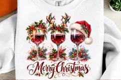 Merry Christmas Wine Glasses Festive Holiday Wine Lover PNG Product Image 2