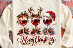 Merry Christmas Wine Glasses Festive Holiday Wine Lover PNG Product Image 4