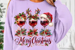 Merry Christmas Wine Glasses Festive Holiday Wine Lover PNG Product Image 5