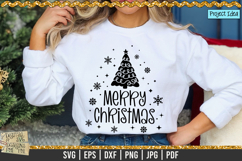 Merry Christmas with Tree is a professional design that is available at 300dpi PNG to use for Sublimation, iron-on transfer, DTG Printing and normal printing.