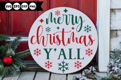 Merry christmas y’all - Christmas Round Sign SVG Product Image 1