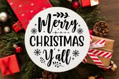 Merry Christmas Y'all SVG, Snowman SVG, Christmas Quote SVG Product Image 3