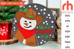 merry christmas yall svg, cowboy snowman sign, snowman lasso, welcome sign svg, christmas hanger svg, xmas door sign svg, country sign svg, porch sign svg, laser cut file, texas scene svg, layered ranch sign, western theme svg, hanging sign svg