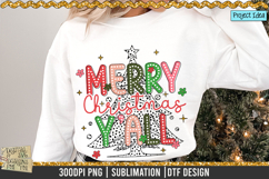 Merry Christmas Y’all with Dalmation Dots Christmas Tree is a professional design that is available at 300dpi PNG to use for Sublimation, iron-on transfer, DTG Printing and normal printing.