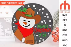 merry christmas yall svg, cowboy snowman sign, snowman lasso, welcome sign svg, christmas hanger svg, xmas door sign svg, country sign svg, porch sign svg, laser cut file, texas scene svg, layered ranch sign, western theme svg, hanging sign svg