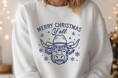 Merry Christmas Y’all SVG | Highland Cow Christmas PNG Print Product Image 2