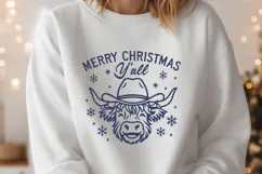 Merry Christmas Y’all SVG | Highland Cow Christmas PNG Print Product Image 2