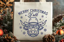 Merry Christmas Y’all SVG | Highland Cow Christmas PNG Print Product Image 3