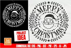 Merry Christmas Svg | Santa Claus Svg | Round Sign Svg Png Product Image 1