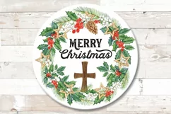 Christian Merry Christmas Sublimation png Farmhouse Sign Product Image 2