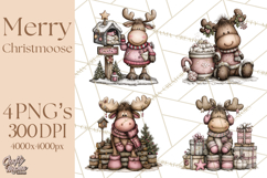 Kawaii Moose Christmas and Winter PNG Clipart Product Image 1