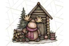 Kawaii Moose Christmas and Winter PNG Clipart Product Image 3