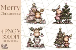 Kawaii Moose Christmas and Winter PNG Clipart Product Image 1
