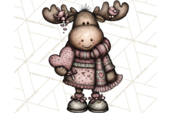 Kawaii Moose Christmas and Winter PNG Clipart Product Image 5