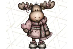 Kawaii Moose Christmas and Winter PNG Clipart Product Image 5