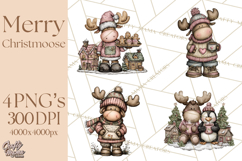 Kawaii Moose Christmas and Winter PNG Clipart Product Image 1