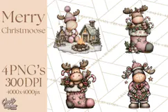 Kawaii Moose Christmas and Winter PNG Clipart Product Image 1