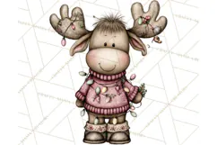 Kawaii Moose Christmas and Winter PNG Clipart Product Image 2