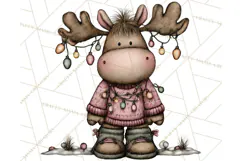 Kawaii Moose Christmas and Winter PNG Clipart Product Image 3