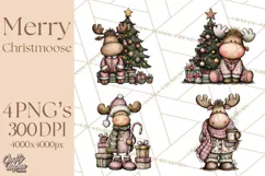 Kawaii Moose Christmas and Winter PNG Clipart Product Image 1