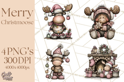 Kawaii Moose Christmas and Winter PNG Clipart Product Image 1