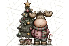 Kawaii Moose Christmas and Winter PNG Clipart Product Image 5