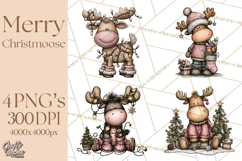Kawaii Moose Christmas and Winter PNG Clipart Product Image 1