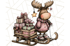 Kawaii Moose Christmas and Winter PNG Clipart Product Image 3