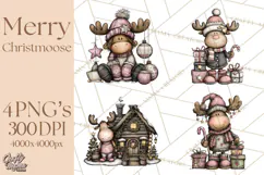 Kawaii Moose Christmas and Winter PNG Clipart Product Image 1