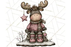 Kawaii Moose Christmas and Winter PNG Clipart Product Image 5