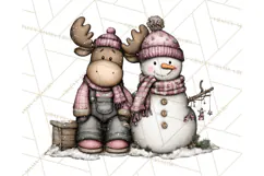 Kawaii Moose Christmas and Winter PNG Clipart Product Image 2