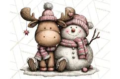 Kawaii Moose Christmas and Winter PNG Clipart Product Image 3