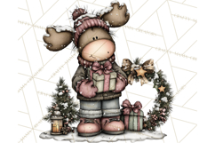 Kawaii Moose Christmas and Winter PNG Clipart Product Image 4