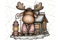 Kawaii Moose Christmas and Winter PNG Clipart Product Image 5