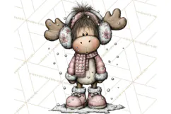 Kawaii Moose Christmas and Winter PNG Clipart Product Image 2