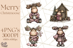 Kawaii Moose Christmas and Winter PNG Clipart Product Image 1