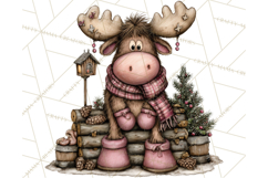 Kawaii Moose Christmas and Winter PNG Clipart Product Image 4