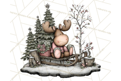 Kawaii Moose Christmas and Winter PNG Clipart Product Image 3